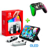 Pack Consola Nintendo Switch OLED Blanco + Mando Alternativo VerdeFuxia LA1