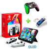 Pack Consola Nintendo Switch OLED Blanco + Mando Alternativo VerdeFuxia LA + Mica Vidrio1