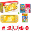 Consola Nintendo Switch Lite Amarillo + Crash Nitro + Fifa 20 + Mario Maker 21