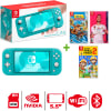 Consola Nintendo Switch Lite Turquesa + Crash Nitro + Fifa 20 + Mario Maker 21