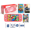 Consola Nintendo Switch Lite Coral + Crash Nitro + Zelda + Smash Bross1