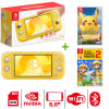 Consola Nintendo Switch Lite Amarillo + Pokémon Lets Go Pikachu + Mario Maker 21
