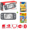Consola Nintendo Switch Lite Gris + Pokémon Lets Go Pikachu + Mario Maker 21