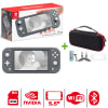 Consola Nintendo Switch Lite Gris + Kit Estuche N/R + Mica + Case + Cable1