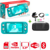 Consola Nintendo Switch Lite Turquesa + Kit Estuche + Mica + PortaJuegos + Grip1
