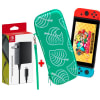 Pack Estuche para Nintendo Switch Animal Crossing Verde + Cargador Original1
