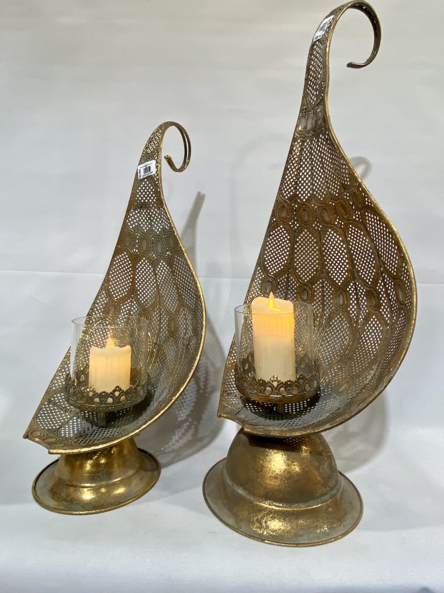 Porta Vela Laton Hoja Grande | La Batea Deco