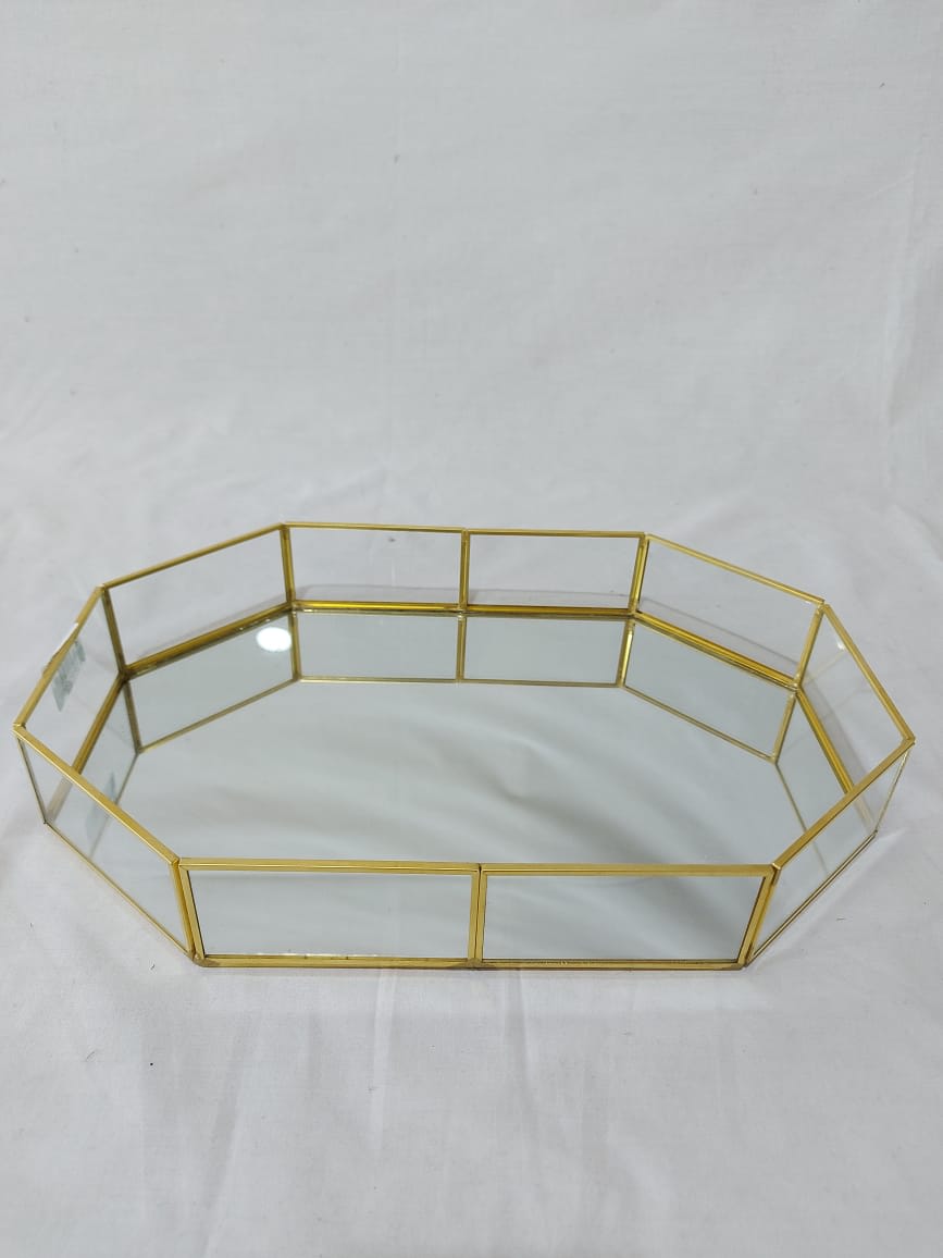 Bandeja Octogonal Espejo Marco Vidrio | La Batea Deco