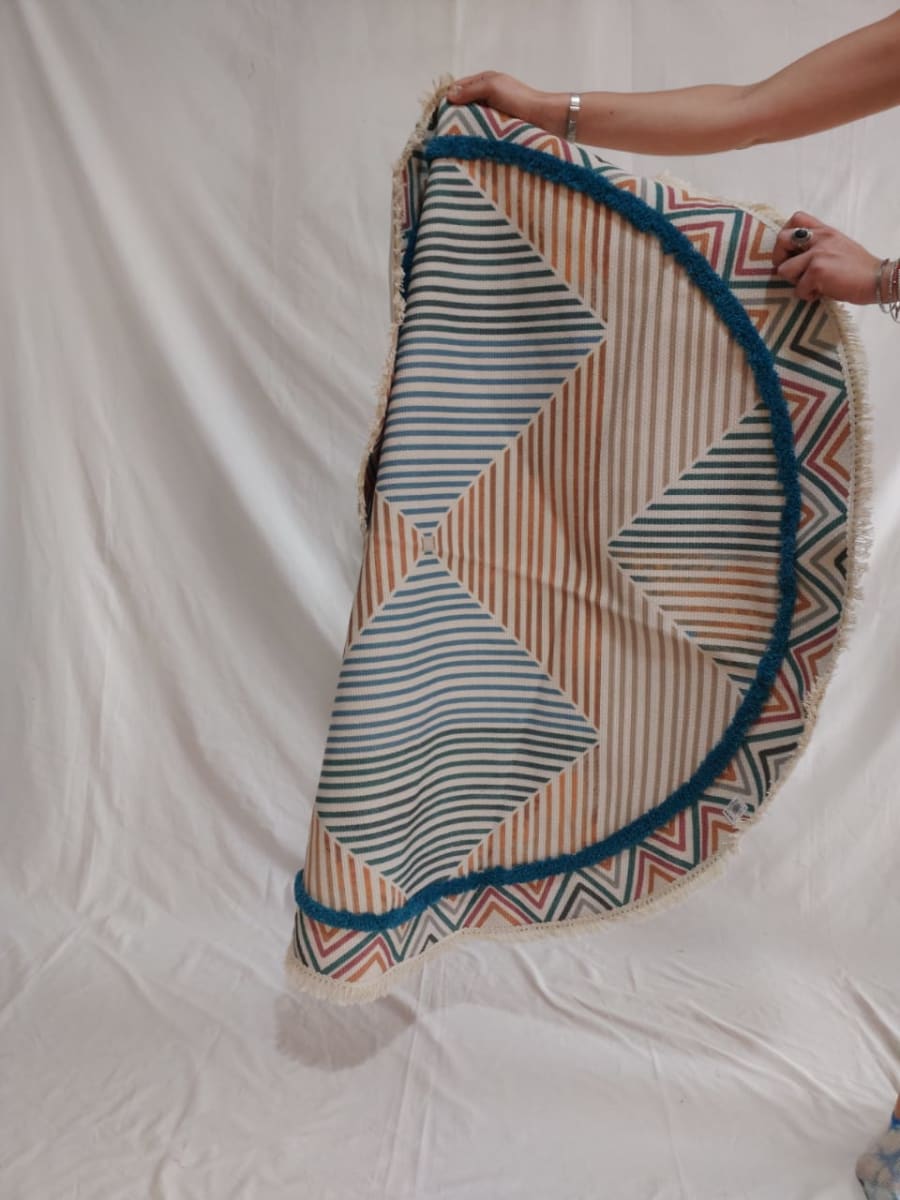 Alfombra Circular Fleco Azul | La Batea Deco