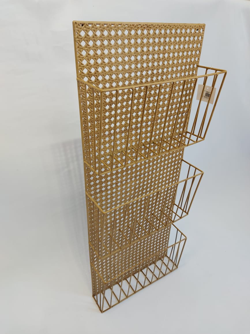 Revistero 3 Canastos Dorada | La Batea Deco