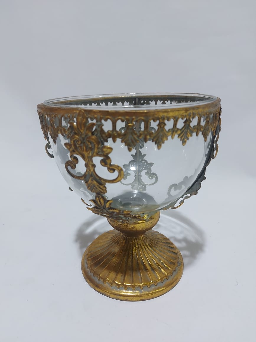 Copón Dorado Latón Vidrio | La Batea Deco