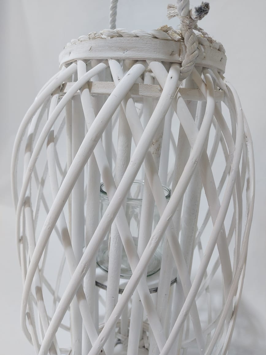 Candelabro Madera Blanco L | La Batea Deco