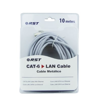Cable De RED de 10 mts CAT6E Marca RST con punta de metal