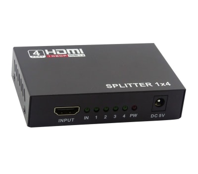 Splitter HDMI Full HD 1080, 4 Salidas, Con Transformador