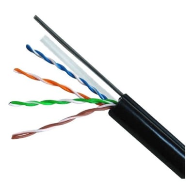 Cable UTP cat6 24 AWG NEGRO 305 mts. C/Mensajero Exterior