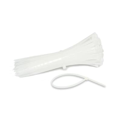 Set x 100 amarra cable de 30cm de largo, fabricados con Nylon blanco.