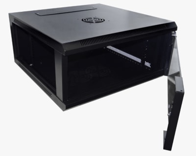 Rack Pared Mural Negro Puerta-Vidrio,  60CM-FONDO 4U