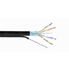 CABLE UTP CAT5E  100MT F/UTP negro exterior C/Portante mensajero Unifilar, LINKMADE