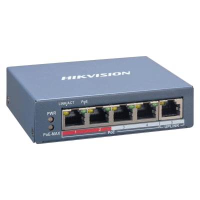 SWITCH 4 puertos POE + 1 puerto UPLINK DS-3E0105P-E/M(B) HIKVISION