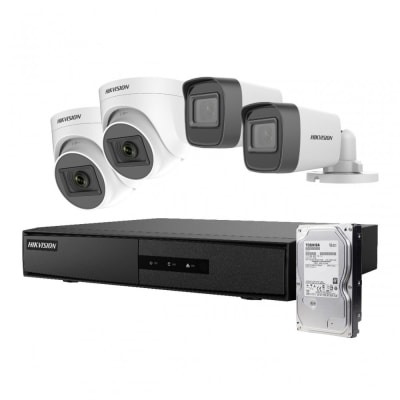 Kit Analogo 1080P DVR-M1 4CH 2Turret+2Bala + 1TB Video Hikvision1
