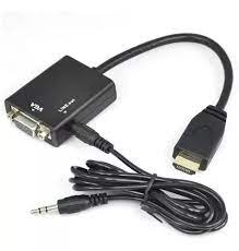 Convertidor HDMI-VGA con cable de Audio 3.5Mm, en caja de PVC.