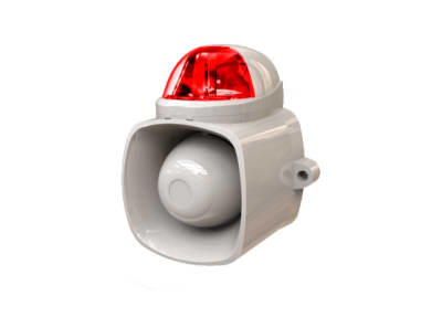 Sirena 20w Con Audio De Advertencia, De Exterior Blanca Y Luz Roja