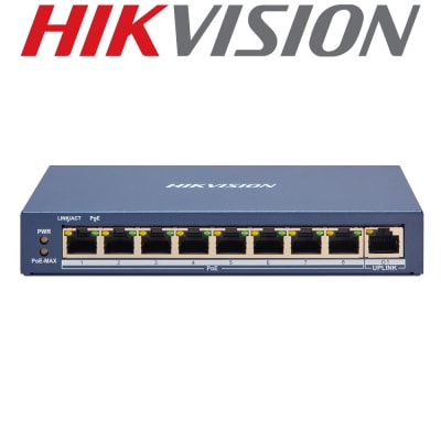 Switch Poe / No Administrable / 8 Puertos 10/100 Mbps Poe / 1 Puerto 1000 Mbps Uplink / Poe Hasta 300 Metros / 60 W  mod.: DS-3E1309P-EI/M