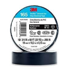 Cinta Aisladora Huincha Negra 3M 18mt 165 PVC 19mm 0,15mm 600V 90ºC1