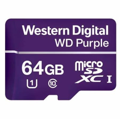 Tarjeta de Memoria WD Purple microSD 64gb SURVEILLANCE CLASE 101