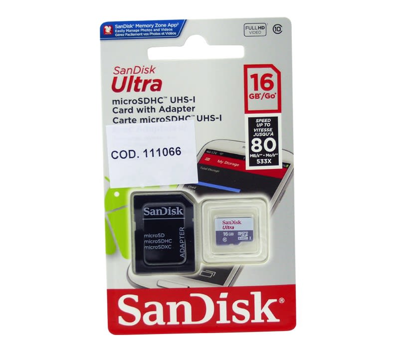Tarjeta De Memoria Microsd 16GB Clase 10, Sandisk2