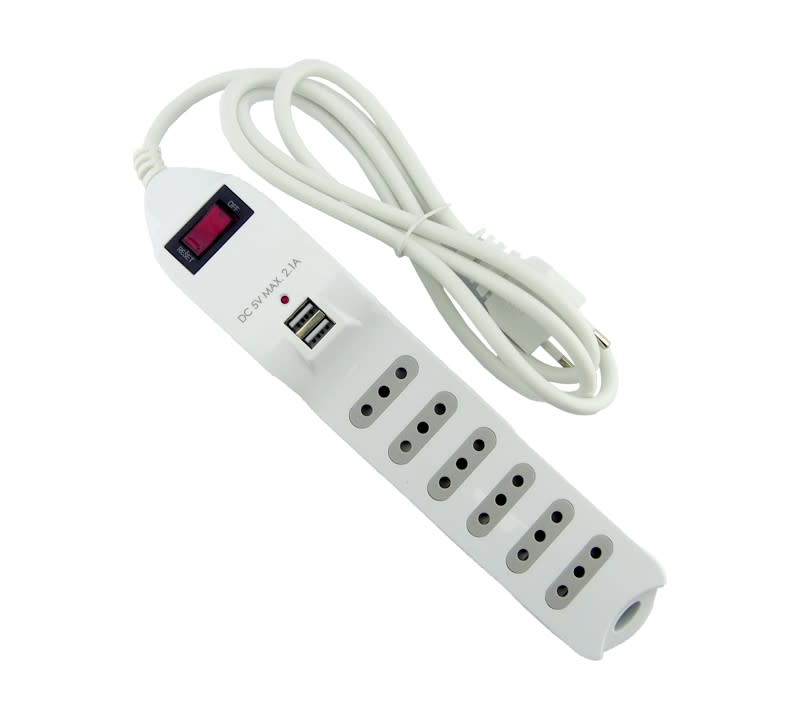 Alargador Electrico 1,5M 6 Entradas + 2 USB Con Switch, Macrotel 0