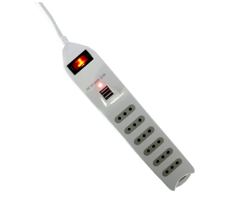 Alargador Electrico 1,5M 6 Entradas + 2 USB Con Switch, Macrotel2