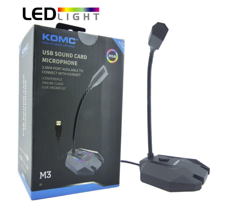 Microfono M3 Para PC Con Luz Y Tarjeta De Sonido.4