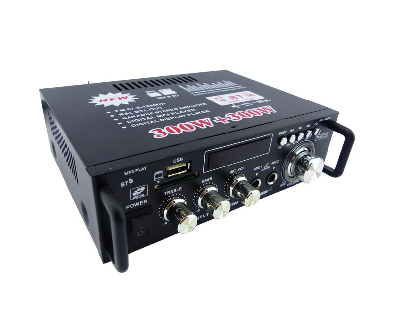 Amplificador Mini Bluetooth Modelo GLS BT-298 De 300 Watt + 300 Watt A 12 Volt O 220 Volt. 0