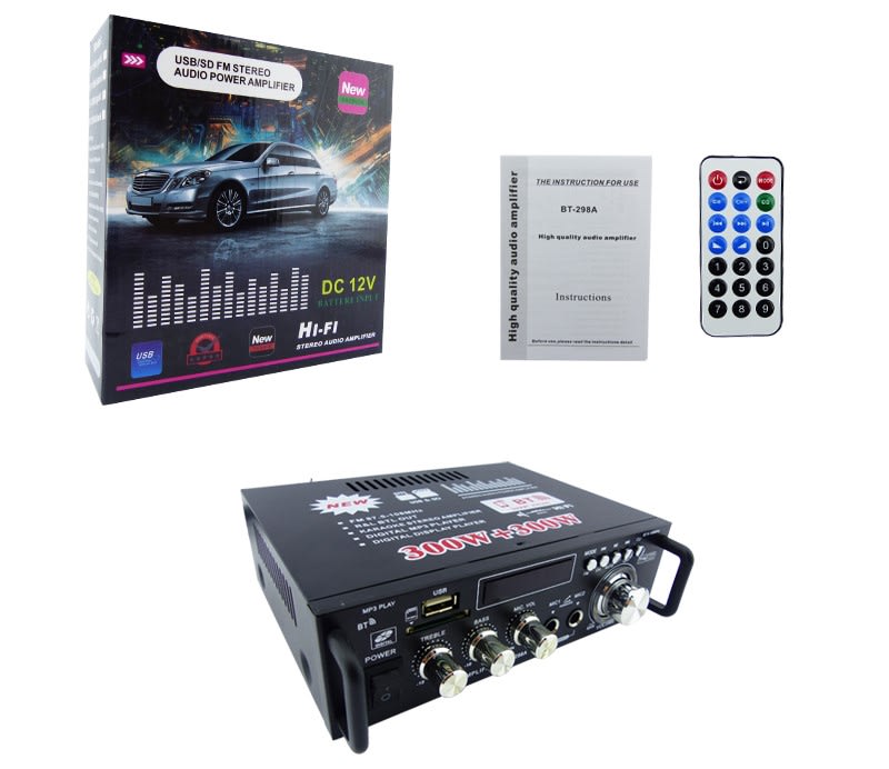 Amplificador Mini Bluetooth Modelo GLS BT-298 De 300 Watt + 300 Watt A 12 Volt O 220 Volt.4