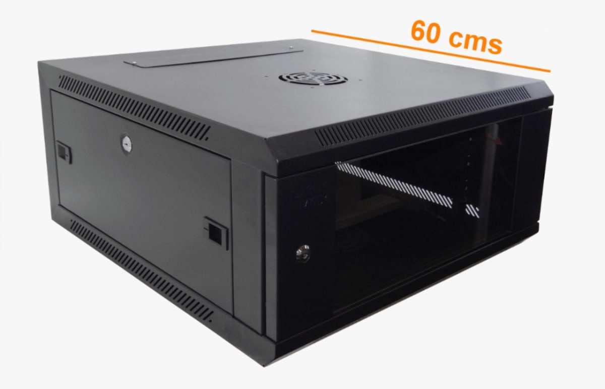 Rack Pared Mural Negro Puerta-Vidrio,  60CM-FONDO 4U4