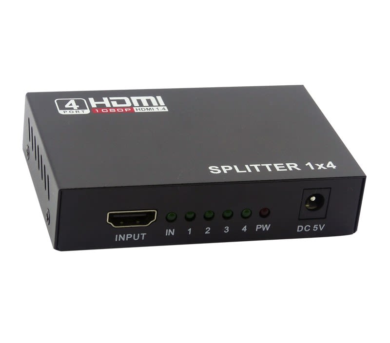 Splitter HDMI Full HD 1080, 4 Salidas, Con Transformador 0