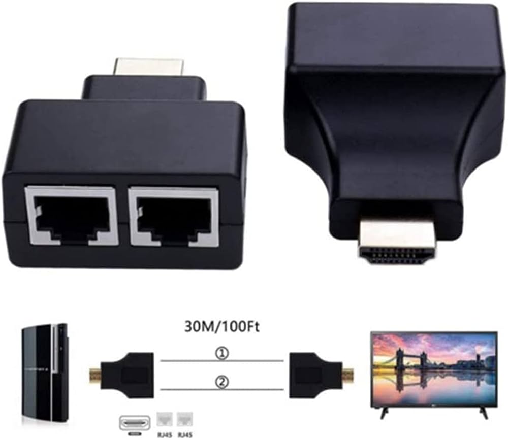 Extensor De HDMI A Doble Cable LAN De Red UTP RJ-45 Hasta 30 Metros.2