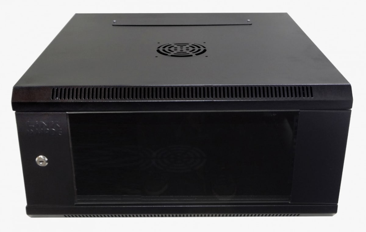 Rack Pared Mural Negro Puerta-Vidrio,  60CM-FONDO 4U3
