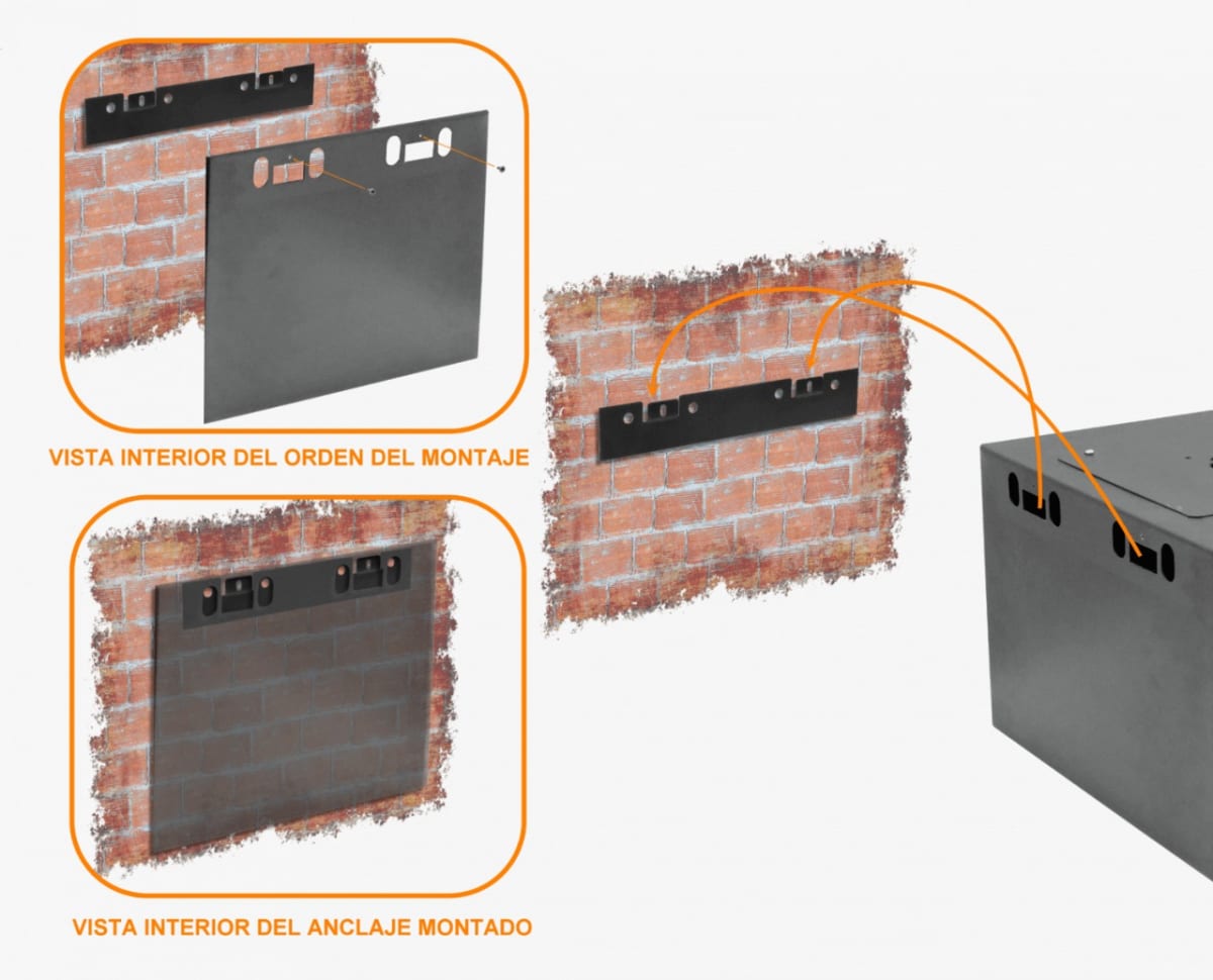 Rack Pared Mural Negro Puerta-Vidrio,  60CM-FONDO 4U2
