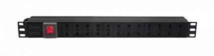 PDU Regleta 12-Hembra-Ch 10A Rack-1U Switch-Piloto Macho-Ch 2
