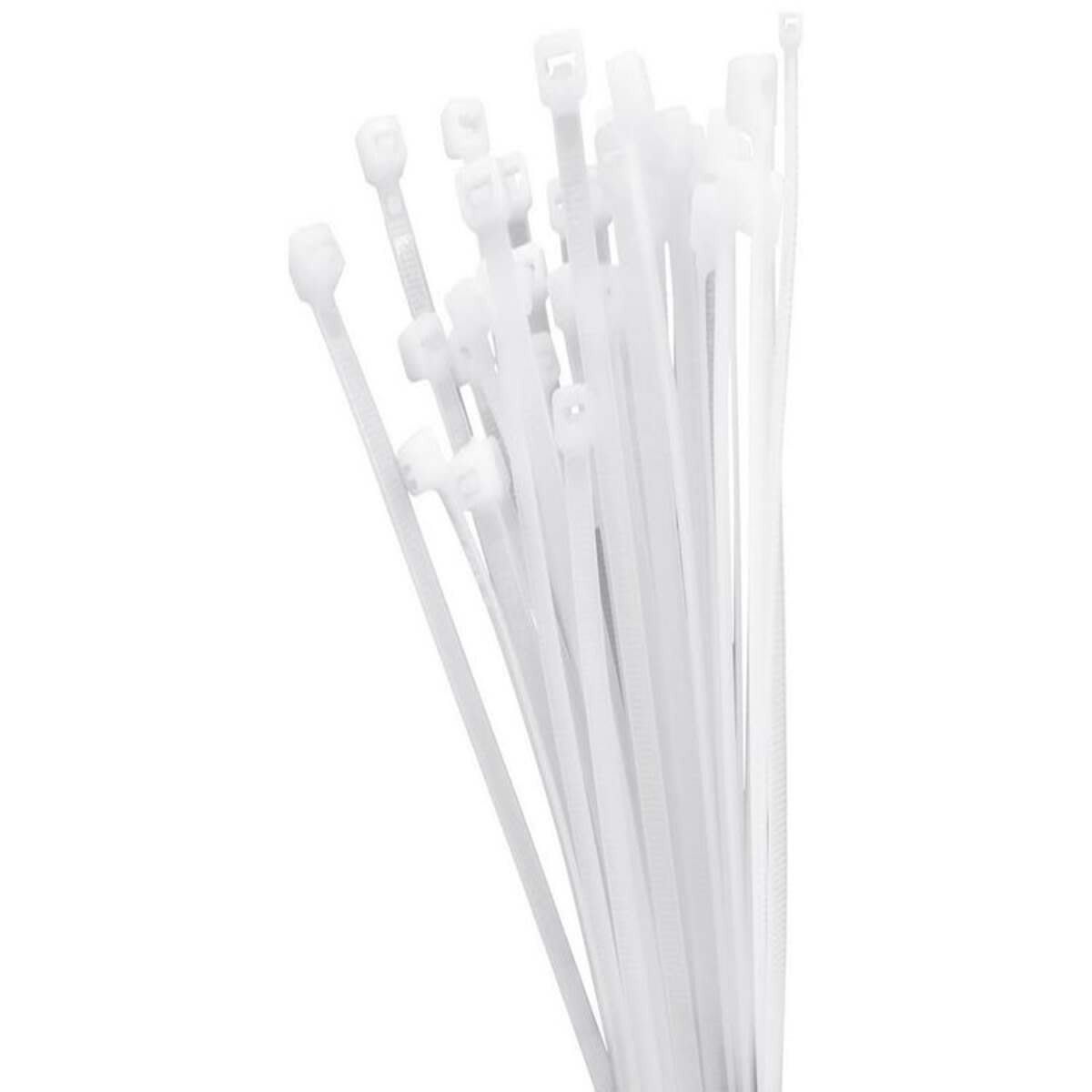 Set x 100 amarra cable de 30cm de largo, fabricados con Nylon blanco.2