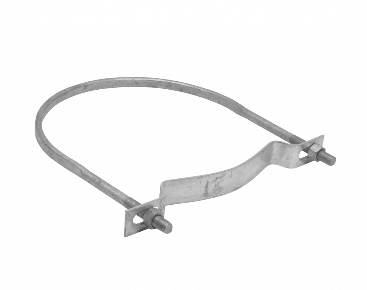 Abrazadera metal, Clamp 310mm 303-319mm Galvanizada para Poste Redondo Tuercas-23mm1