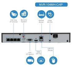 NVR 4K 4 CANALES POE NVR-104MH-C/4P /alarma HiLook3