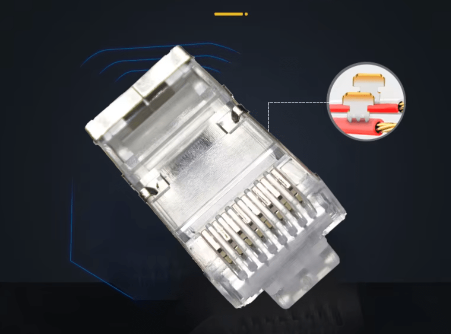 Conector RJ-45 Cat6 blindado de enchufe para red Ethernet macho con Guía 100 x Unidades2