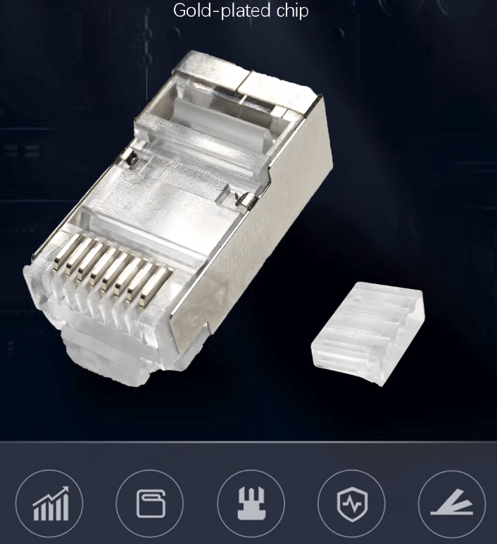 Conector RJ-45 Cat6 blindado de enchufe para red Ethernet macho con Guía 100 x Unidades 0