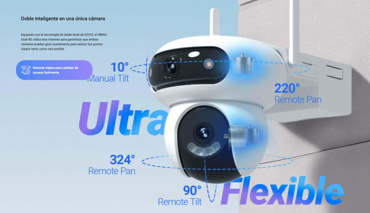 Camara PT 4G HB90x Doble Lente 2K+ & 2K+ con Panel Solar y bateria Smart Tracking CS-HB90x/SP-R100 E2