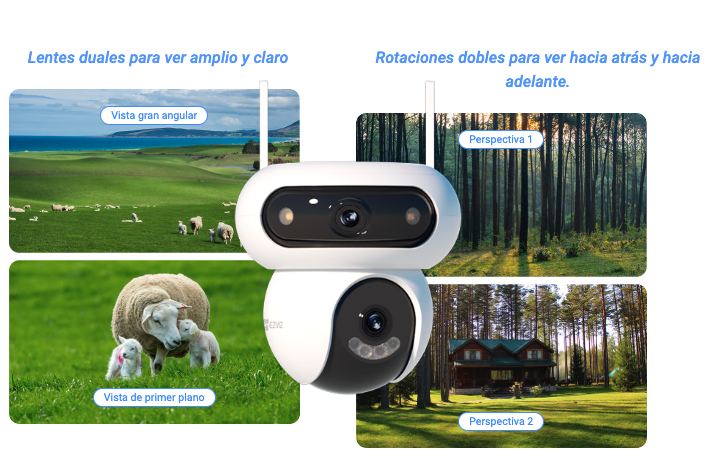 Camara PT 4G HB90x Doble Lente 2K+ & 2K+ con Panel Solar y bateria Smart Tracking CS-HB90x/SP-R100 E4