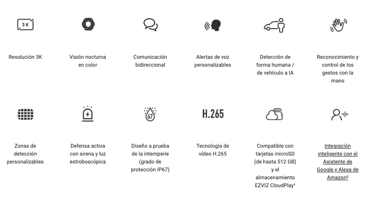 Camara WiFi 3K H3C IR 30m ColorNIGHT Detec personas IA Strobo Exterior, lente 2,8mm3