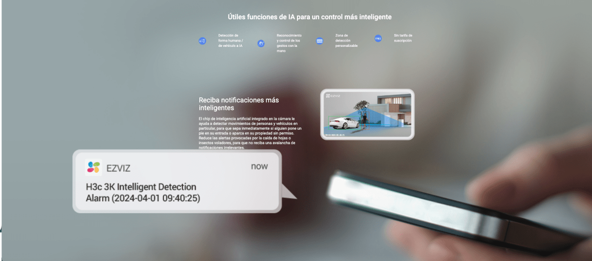 Camara WiFi 3K H3C IR 30m ColorNIGHT Detec personas IA Strobo Exterior, lente 2,8mm6